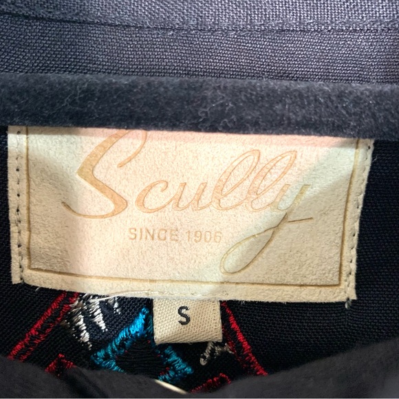 Scully Women Cactus Embroidered Pearl Snap Western Shirt Sz S Black Long Sleeve - Picture 11 of 12